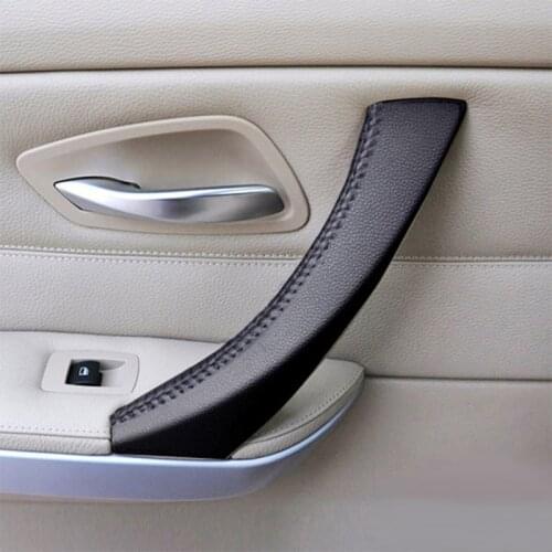 Inner Handle Cover For BMW 3 Series E90 E91 05-12 Hand Sewing Interior Right/Left Door Handle Pull Microfiber Leather Cover Trim