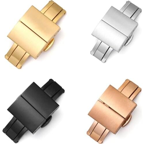 Butterfly Deployment Buckle Double Click Stainless Steel Strap Button Watch Band 16mm 18mm 20mm 22mmGift Tool Turtle back button