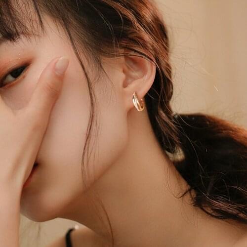 925 Sterling Silver 2021 New Woman Fashion Hoops Jewelry High Quality Crystal Zircon Simple Hoop Circle Earrings for Girls