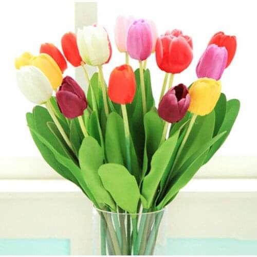 10pcs/lot Tulip Artificial Flower PU artificial bouquet Real touch flowers For Home decoration Wedding Decorative fake Flowers