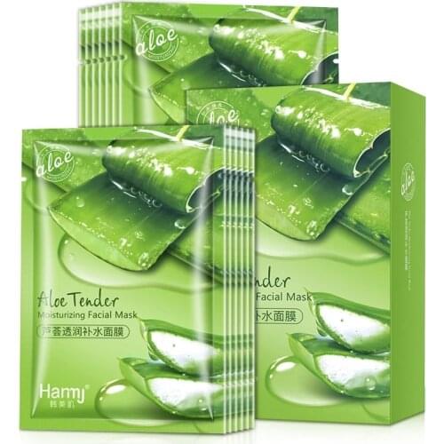 10 Pieces Aloe Tender Moisturizing Facial Mask Remove Acne Control Oil Depth Replenishment Whitening Anti-Aging