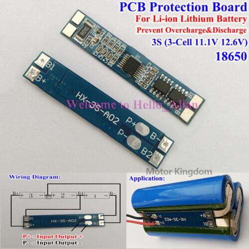 11.1V 12V 3A-4A 3S 18650 Li-ion Lithium Battery Cells BMS PCB Protection Board Module