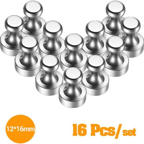 16Pcs Neodymium Push Pins Magnets thumbtack Push pin Strong Neodymium Magnets Cones magnets D12*16mm Pins for Pinboard