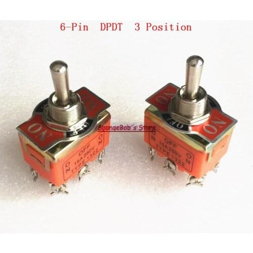2pcs/Lot 6-Pin DPDT 3 Position ON-OFF-ON 15A 250VAC Toggle Switch 1322 Miniature Toggle Switches