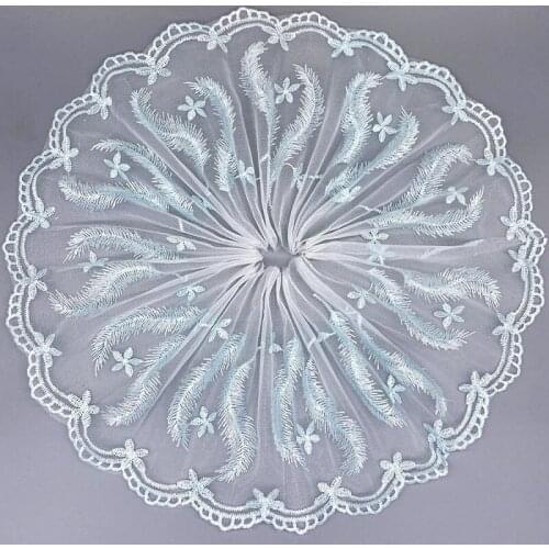2Yard 20cm Feather Embroidery Mesh Lace For Handmade Craft Home Textile Clothing Sofa Curtain Accessories Material Suppliers