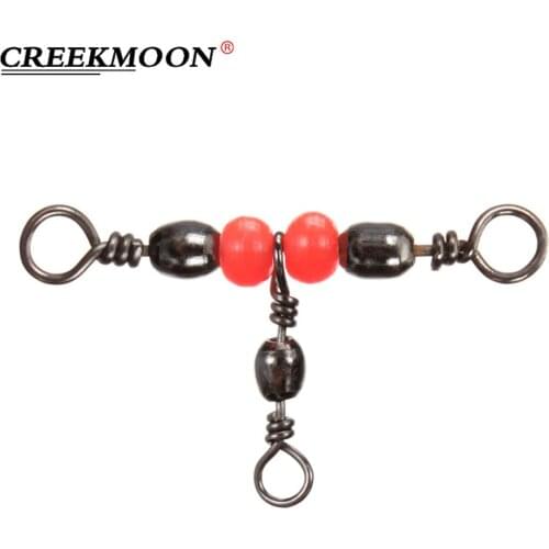 20Pcs/lot 3 Way Fishing Rolling Brass Barrel Triple Swivels Bearing Connector Ring Beads 360 Degree Protect Fishing Line Tackle