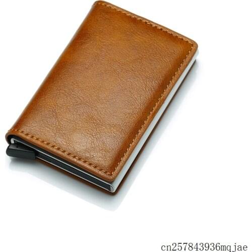 20 Pcs Metal Card Holder Blocking Leather Business ID Credit Wallet Double Aluminium Case Mini Purse Storage Bags