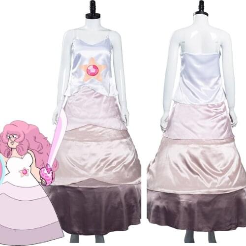 Anime Steven Universe Rose Quartz Cosplay Costume Long Dress Outfits Halloween Carnival Suit