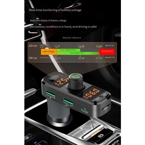 Auto MP3 bluetooth TF fast charger 3USB fast charge AUX audio QC3.0 PD charging
