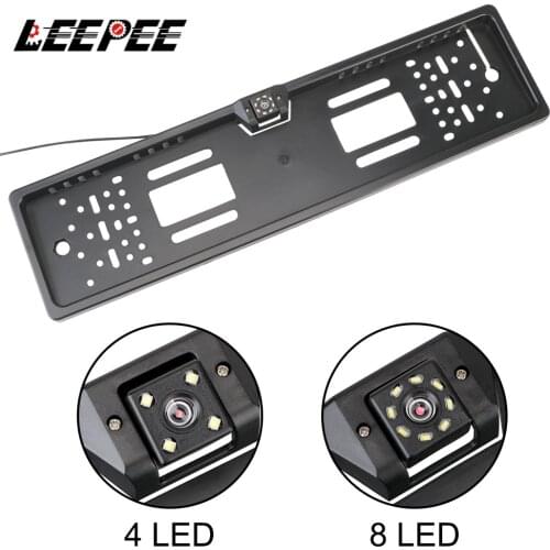 LEEPEE Car Rear View Camera 4/8 LED Parking Assistance Sensor Kit European License Plate Frame Universal Auto Accessories