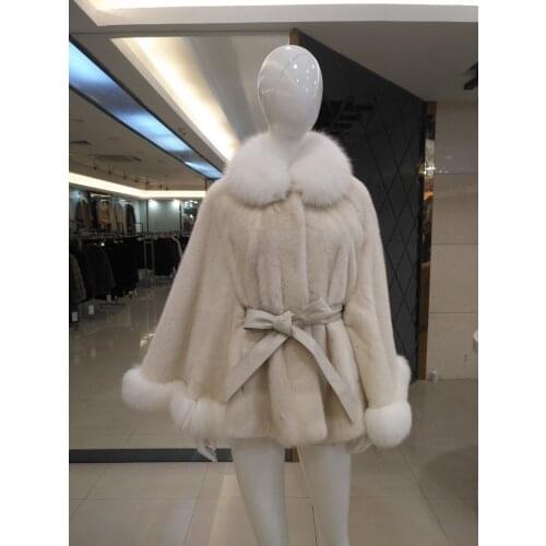 Free Shipping Genuine Mink Fur Bat Sleeved Coat Real Mink Fur Coat Womens Mink Fur Poncho Real Fur Shawl Luxruy Winter