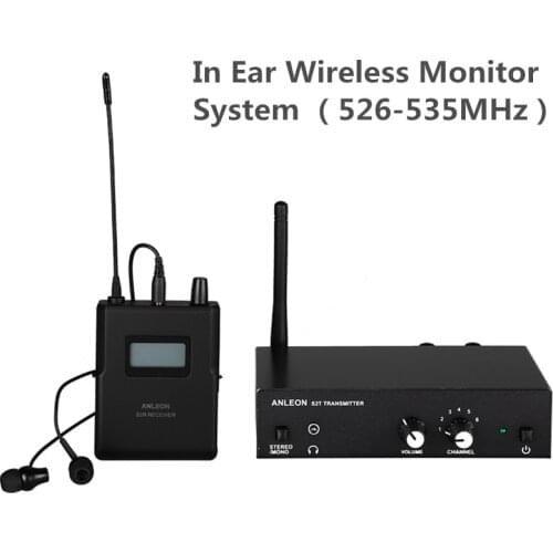 For ANLEON S2 Stereo Wireless Monitor System Wireless Earphone Microphone Transmitter System 526-535MHZ 100-240V NTC Antenna