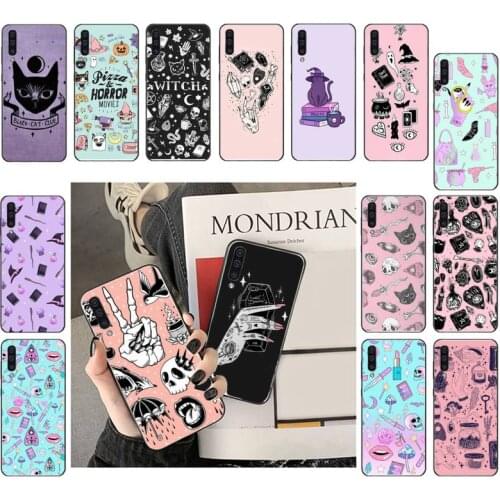 Girly Pastel Witch Goth Witch Cat Phone Case For Samsung A71 A21 A31 A72 A50 A70 A51 A52 A32 A11 A12 M31 A02