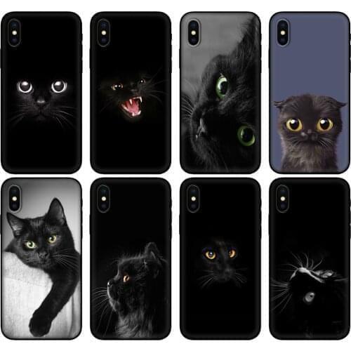 Black tpu Case For Xiaomi Redmi 7A 8 8A 9 9A 9C Case Redmi Note 8T 8 Pro T Note 9 9S 9 Pro Case Black Cat Staring Eye On