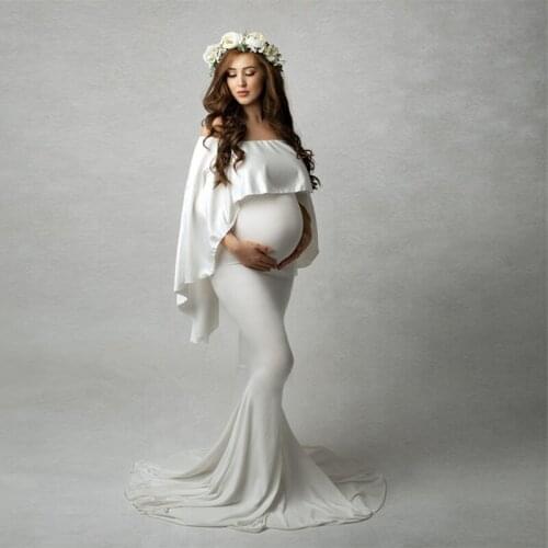 Long Shawl Maternity Dresses For Photo Shoot Maxi Gown Fancy Pregnancy Dress Elegence Pregnant Women Clothes Photography Props