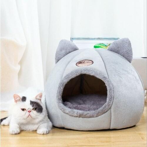 Cats House Cat Bed Warm Kennel Winter Cat Litter Bed Semi-enclosed Sleeping Pet Bed For Cats Dogs Kennels Kitten Litter Nest