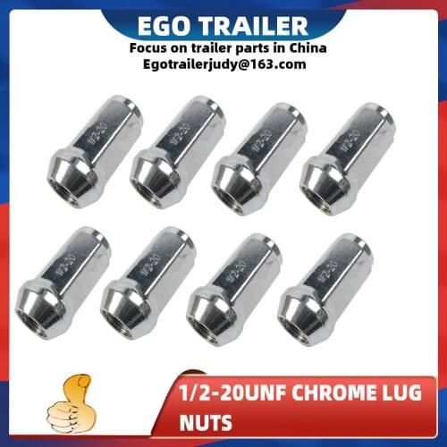 EgoTrailer 8pcsx 1/2" inch UNF Chrome wheel nuts Car, Trailer, SUV, 4WD Caravan Lug Nuts