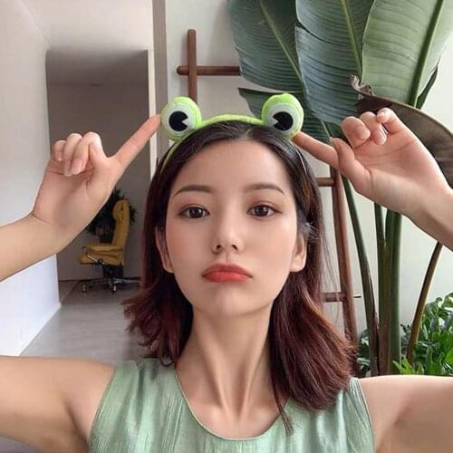 Fresh Colors Frog Headband Elastic Washing Non-slip Female Animal Green Frog Cotton Hair Band Comfortable Hair Hoop Home Wearing