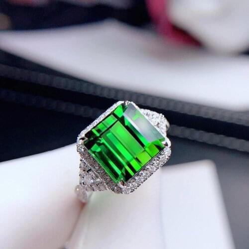 H1006 Tourmaline Ring Fine Jewelry Solid 18K Gold Nature Green Tourmaline Gemstones 7.2ct Diamonds Rings for Women Fine Present