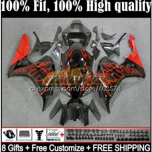 Injection Body For HONDA CBR 1000 RR CC CBR 1000RR 1000CC 49CL.61 CBR1000RR 06 07 CBR1000 RR 2006 2007 OEM Fairing Red flames