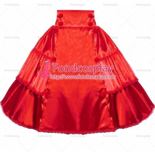 Fondcosplay adult sexy cross dressing sissy maid short French Red satin Skirt Uniform Cosplay Costume Tailor-made[G4004]