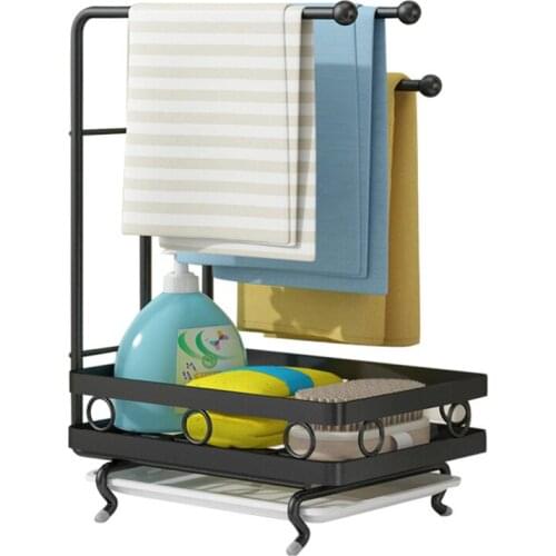 Kitchen Storage Stand Sink Rag Sponge Drainer Rack Wall Mounted Iron Drainer Organizer Holder Kitchen Accessorie Kitchen Rack