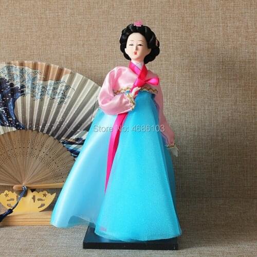 Height 28cm Korean dolls Lovely Kimono dolls with Gift box packaging Kawaii dolls ornaments gifts for Office / Home decoration