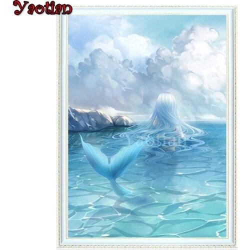 DIY Diamond Painting Mermaid princess Full Square Round Diamond Embroidery Kits Mosaic Home Decoration Wall Art christmas gift