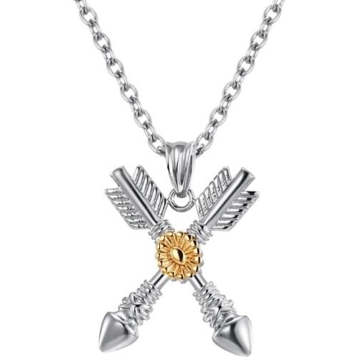 Stainless Steel Vintage Indian Arrow Sunflower Pendant Necklace Jewelry Best Men Women Punk Rock Gift For Him with Chain