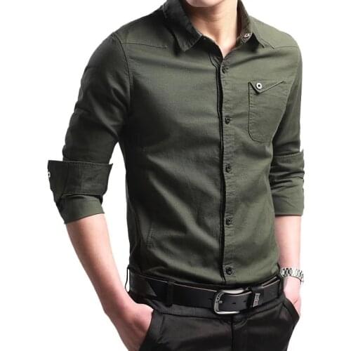 2020 New Spring Button Down 100% Cootn Military Shirt Men Long Sleeve Casual Shirts Tactical Business Shirt