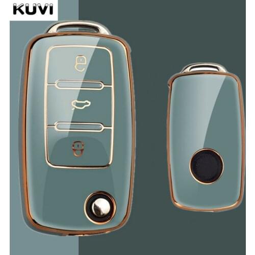 New Luxury Plating Car Key Case Cover For VW Volkswagen Polo Golf Passat Beetle Caddy T5 Up Eos Tiguan Skoda A5 SEAT Leon Altea