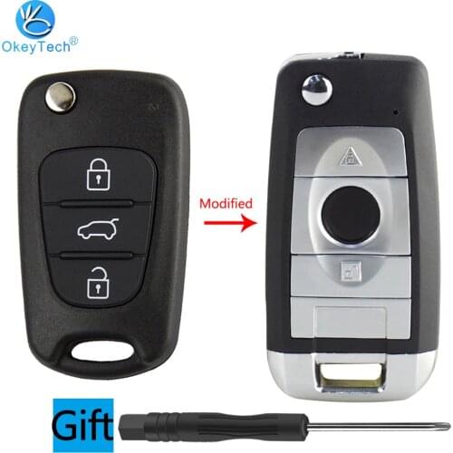 OkeyTech For Kia Rio 3 Picanto Ceed Cerato Sportage K2 K3 K5 Soul Modified Flip Folding Remote Auto Car Key Shell Blanks