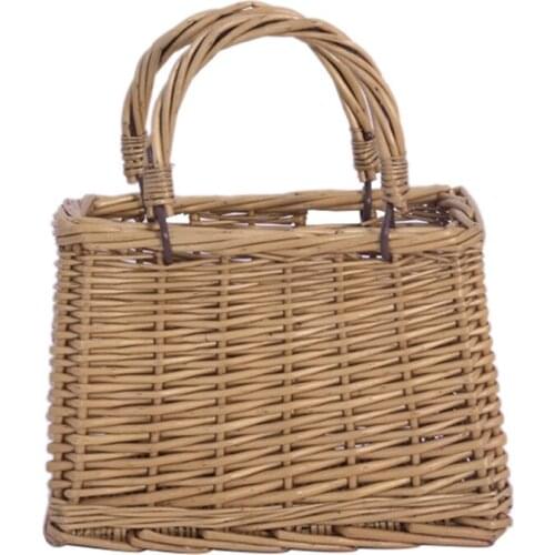 Wicker Basket Gift Basket Portable Flower Basket Easter Candy Basket With Handle Egg Collection Wedding Basket