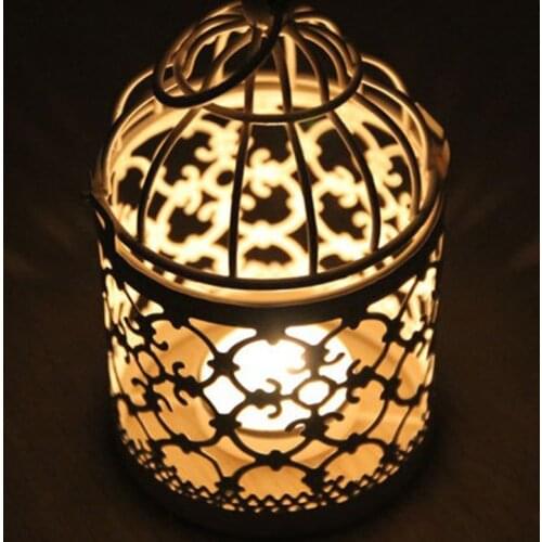 Bird Cage Candles Holder Retro Iron Candlestick Lantern Hollow Hanging Bird Cage Home Party Decor Home Decoration Accessories
