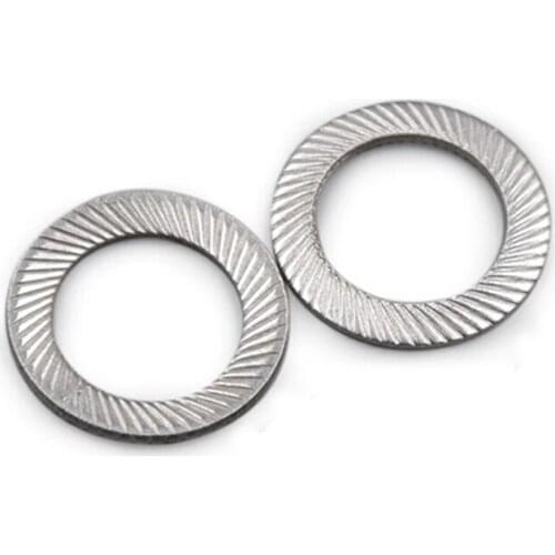 2Pcs M20 304 Stainless Steel Double-Sided Lock Washer Printed Oblique Serrated Safety Washer Lock Washer