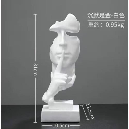 Nordic Shut Up Sketch Character Sculpture Decoration Living Room Porch Wine Cabinet TV Cabinetmodel Car Office Furnishing