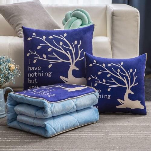 Foldable 2 In 1 Pillow Blanket Cartoon Nordic Cushion Office Nap Rest Animal Print Thicken Dual-Use For Car Sofa Home Decor