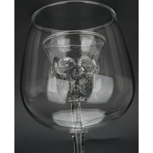 94PF Skull Shot Glasses Double Wall Glass Cup, Wine Glasses for man,Cool Beer Cup for Wine Cocktail Vodka,Coffee Mug, Heat-re