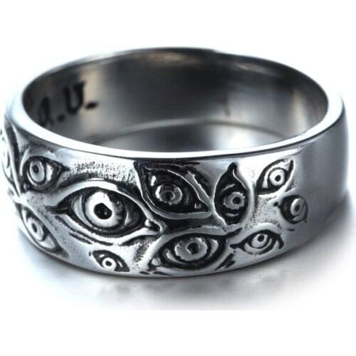 Retro Gothic Eyes Ring Jewelry Mens Punk Biker Ring Party Entertainment Jewelry Hip Hop Teeth Rings Gift