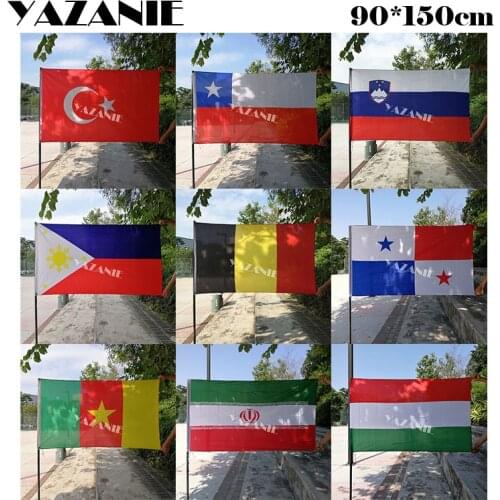 YAZANIE 90x150cm Turkey Chile Slovenia Philippines Belgium Panama Cameroon Iran Iranian Hungary Flying Print Flags and Banners