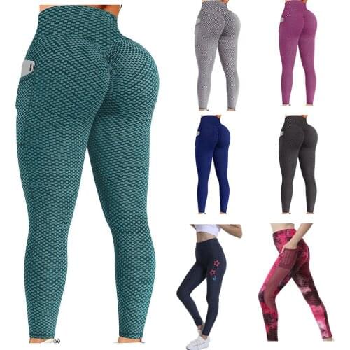 2021 Women Bubble Hip Lifting Exercise Running High Waist Pants Sport Women Fitness Leggins Gym Activewear Tight Yoga Pants