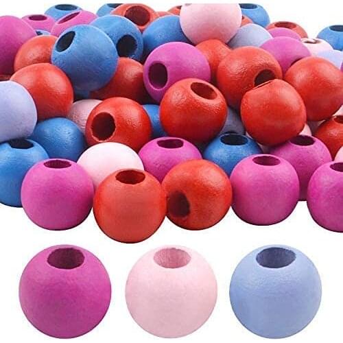 100pcs Large Hole Round Wood Spacer Bead Wooden Loose Beads for DIY Bracelet Necklace Jewelry Projects, 20mm Diameter x 8mm Hole