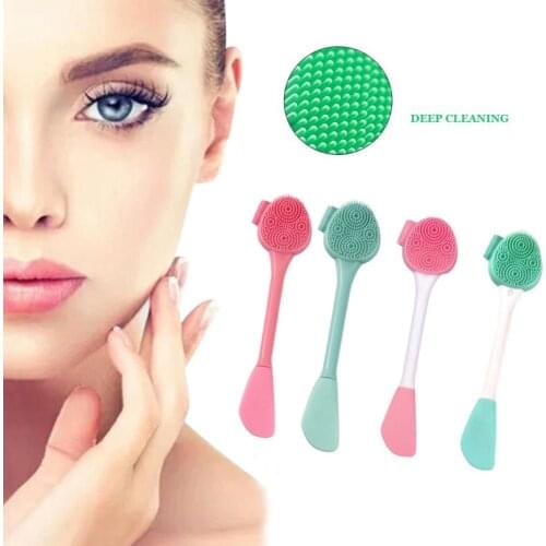 4Colors Face Cleansing Brush Double Head Silicone Massage Brush Exfoliating Facial Cleanser Dropshipping Massager Skin Care Tool