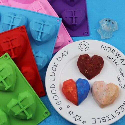 6-cavity stereo Love Silicone Cake Mold Soap plaster mold Chocolate mould Cake decoration tools