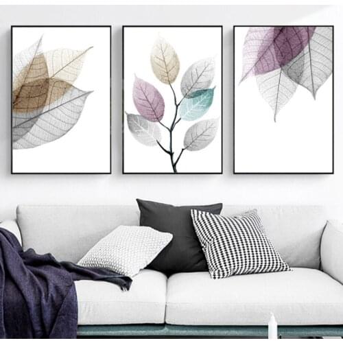 Watercolor Abstract Leaves Canvas Paintings Print Nordic Poster Wall Art Pictures for Living Room Bedroom Unframed