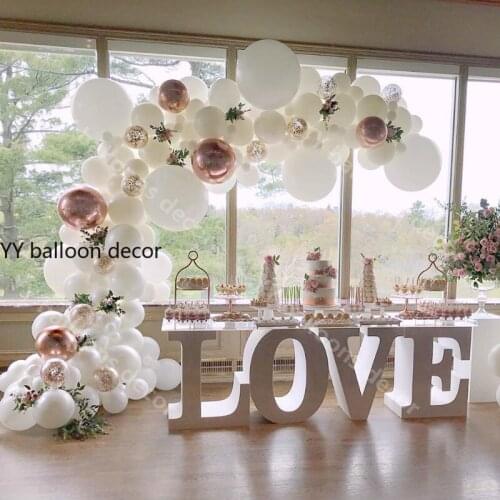 119pcs/set Macaron White Balloon Arch Garland Kit 5"-18" Pink Gray Rose Gold Confetti Balloons Wedding Party Baby Shower Decor