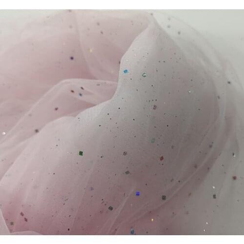 Free shipping Pink colorful sprinkle patch sequins soft mesh fabric dress half skirt clothing fabric decoration wedding dress
