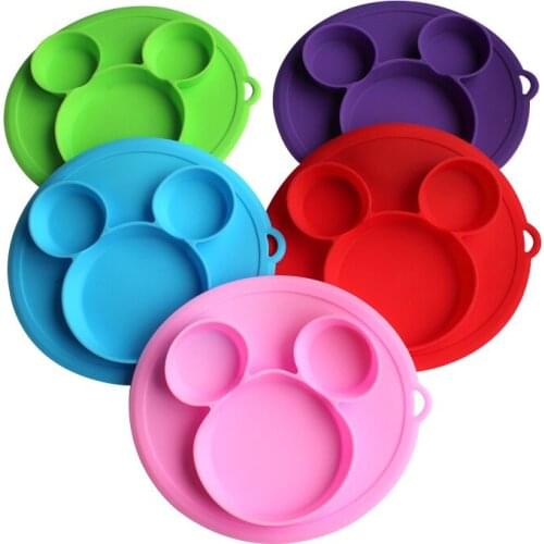 Cartoon Baby Safe Silicone Dining Plate Children Dishes Suction Toddle Training Tableware Cute Dessert Kids Feeding Bowls