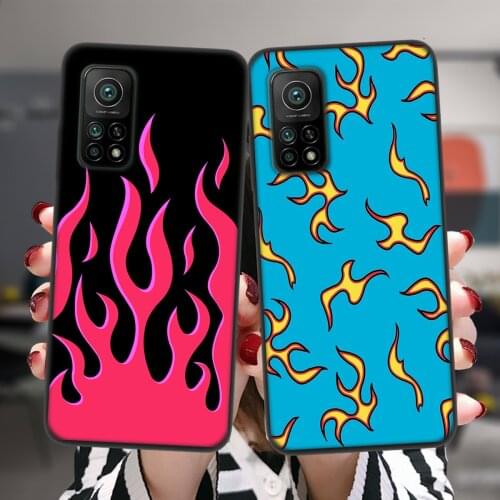 Fire Artistic Flame Soft Silicone Case For Xiaomi Mi 10T Lite Redmi Note 10 10S 9S 7 8 9 Note9 Note10 Pro 8T 9C Black Cover