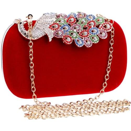 Ladies Banquet Peacock Evening Bag Womens Wedding Clutches Bridal Bag Red Small Kawaii Crossbody Pouch Mini Handbag Shopping